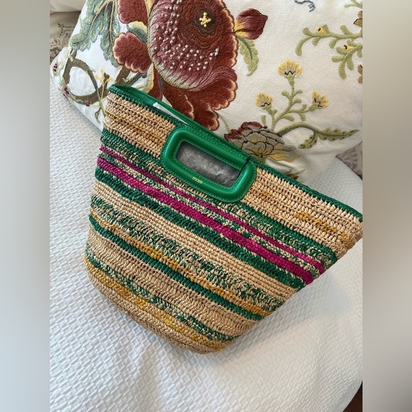 NEW Maje Mini Striped Raffia Bag - Picture 4 of 16